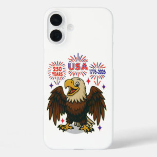Bald Eagle with Fireworks– USA 250 Years 1776-2026 iPhone 16 Plus Case