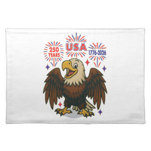 Bald Eagle with Fireworks– USA 250 Years 1776-2026 Cloth Placemat