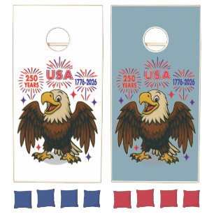 Bald Eagle with Fireworks– USA 250 Years 1776-2026 Cornhole Set
