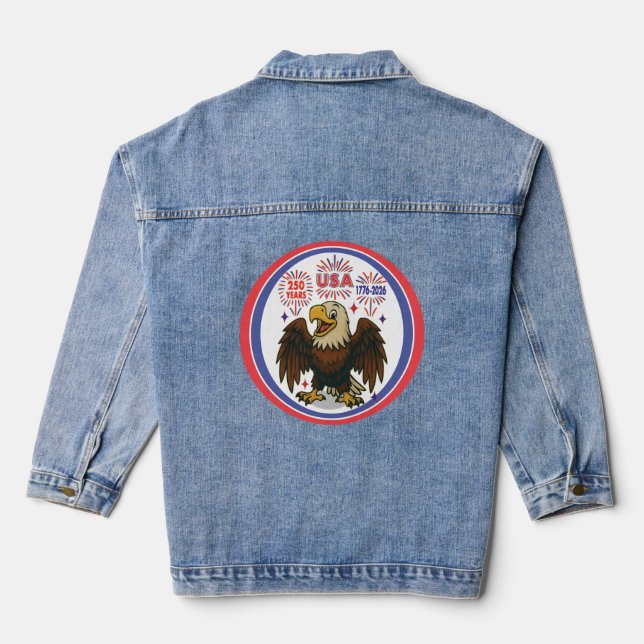 Bald Eagle with Fireworks– USA 250 Years 1776-2026 Denim Jacket (Back)