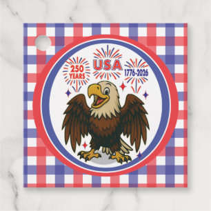 Bald Eagle with Fireworks– USA 250 Years 1776-2026 Favor Tags
