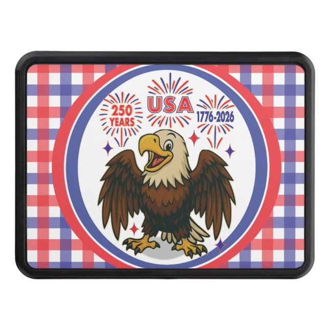 Bald Eagle with Fireworks– USA 250 Years 1776-2026 Hitch Cover (Front)