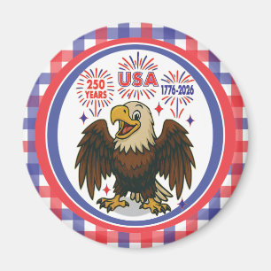 Bald Eagle with Fireworks– USA 250 Years 1776-2026 Magnet