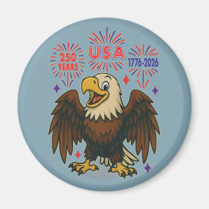 Bald Eagle with Fireworks– USA 250 Years 1776-2026 Magnet