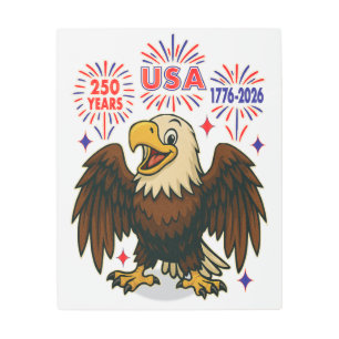 Bald Eagle with Fireworks– USA 250 Years 1776-2026 Metal Print