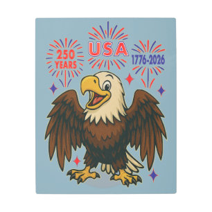 Bald Eagle with Fireworks– USA 250 Years 1776-2026 Metal Print