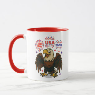 Bald Eagle with Fireworks– USA 250 Years 1776-2026 Mug