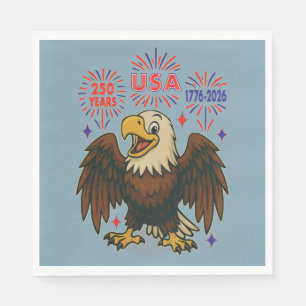 Bald Eagle with Fireworks– USA 250 Years 1776-2026 Napkins