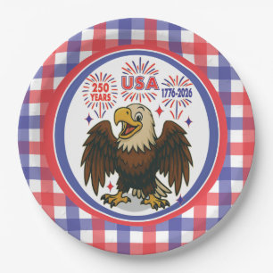 Bald Eagle with Fireworks– USA 250 Years 1776-2026 Paper Plates
