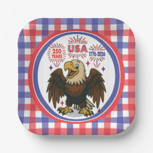 Bald Eagle with Fireworks– USA 250 Years 1776-2026 Paper Plates