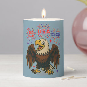 Bald Eagle with Fireworks– USA 250 Years 1776-2026 Pillar Candle