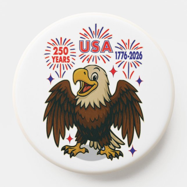 Bald Eagle with Fireworks– USA 250 Years 1776-2026 PopSocket (Popsocket)