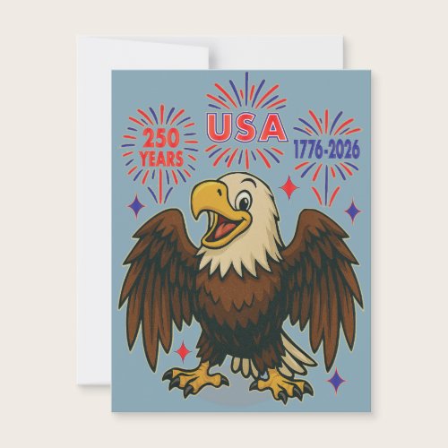Bald Eagle with Fireworks– USA 250 Years 1776-2026 Postcard