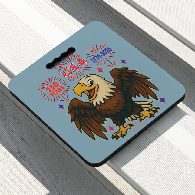 Bald Eagle with Fireworks– USA 250 Years 1776-2026 Seat Cushion (In Situ)