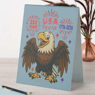 Bald Eagle with Fireworks– USA 250 Years 1776-2026 Table Tent