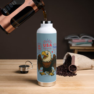 Bald Eagle with Fireworks– USA 250 Years 1776-2026 Water Bottle