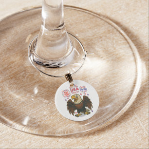 Bald Eagle with Fireworks– USA 250 Years 1776-2026 Wine Charm