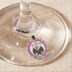 Bald Eagle with Fireworks– USA 250 Years 1776-2026 Wine Charm