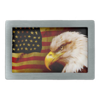 Bald eagle with flag belt buckle