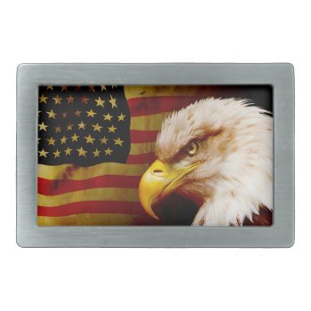 Bald Eagle With Flag Belt Buckle by UDDesign at Zazzle