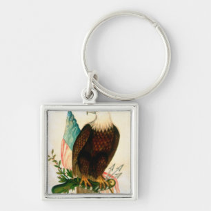 Bald eagle with flag keychain