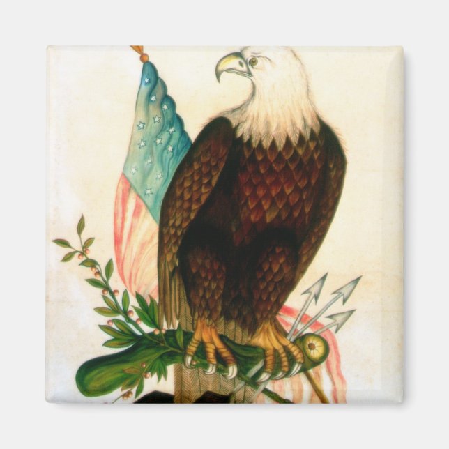 Bald eagle with flag magnet (Front)