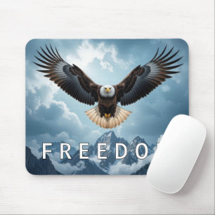Bald Eagle With FREEDOM Text Mouse Pad