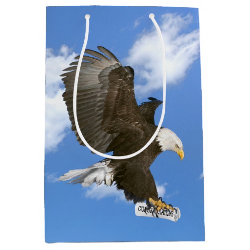 Bald Eagle with Graduate Diploma Congratulations Medium Gift Bag