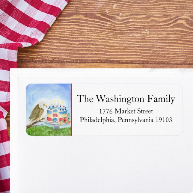 Bald Eagle With Patriotic Cake Label (Creator Uploaded)