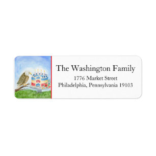 Bald Eagle With Patriotic Cake Label
