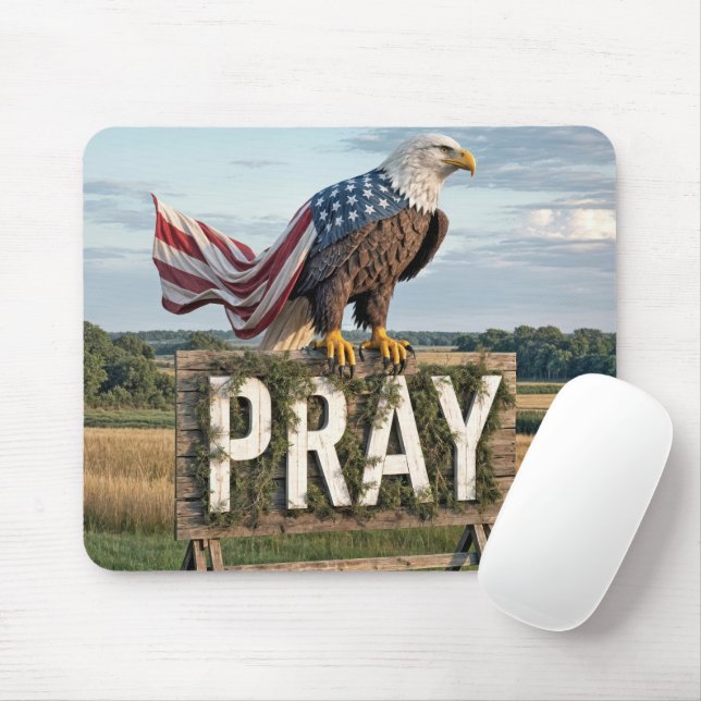 Bald Eagle With Pray Sign Mouse Pad (With Mouse)