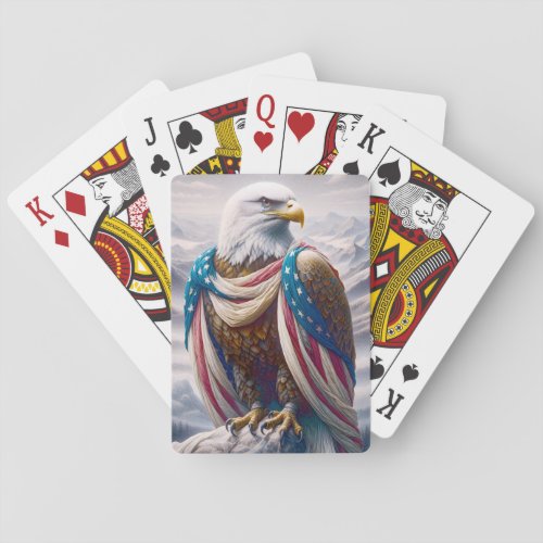 Bald Eagle with Tears and American Flag Poker Cards
