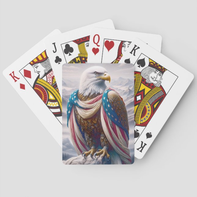 Bald Eagle with Tears and American Flag Poker Cards (Back)