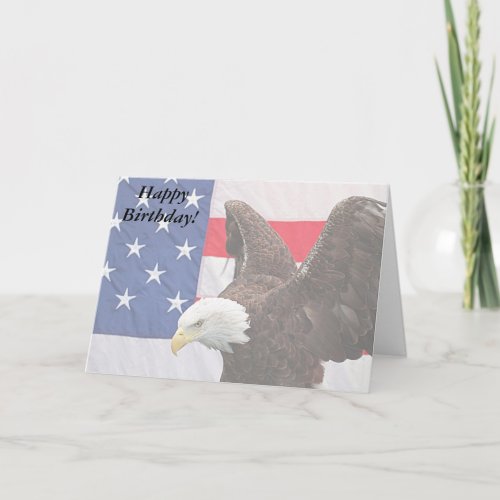 Bald Eagle with the American Flag Card