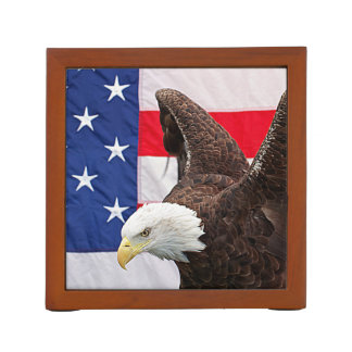 Bald Eagle with the American Flag Desk Organizer