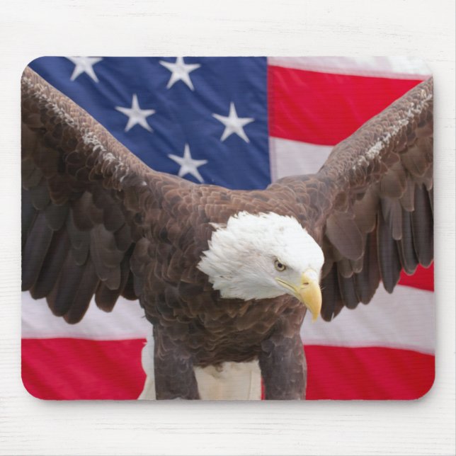 Bald Eagle with the American Flag Mouse Pad (Front)