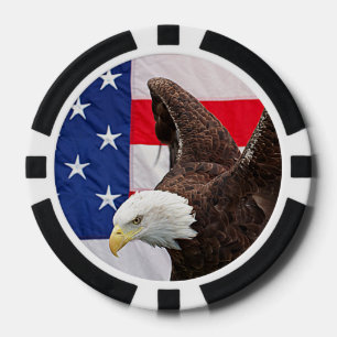 Bald Eagle with the American Flag Poker Chips