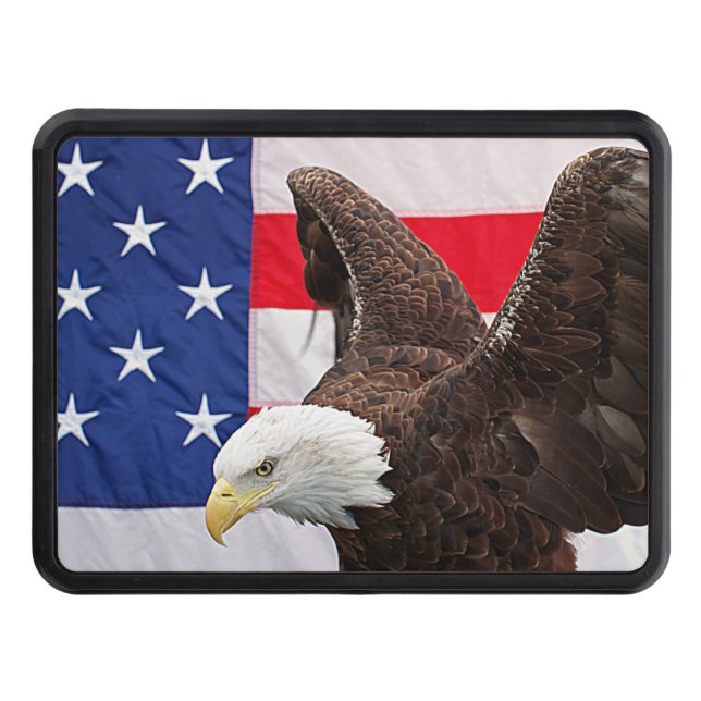Bald Eagle with the American Flag Tow Hitch Cover (Front)