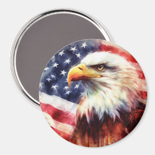 Bald Eagle with United States of America flag Magnet