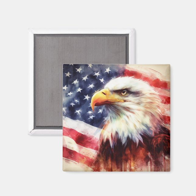 Bald Eagle with United States of America flag Magnet (Front/Back)