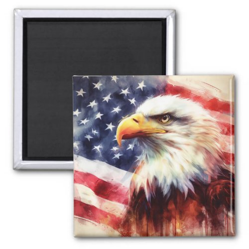 Bald Eagle with United States of America flag Magnet