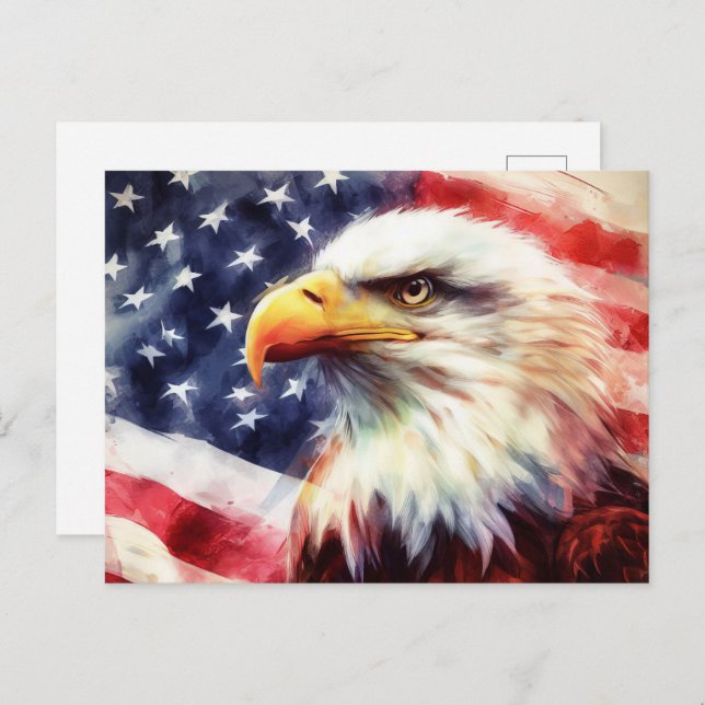 Bald Eagle with United States of America flag Postcard (Front/Back)