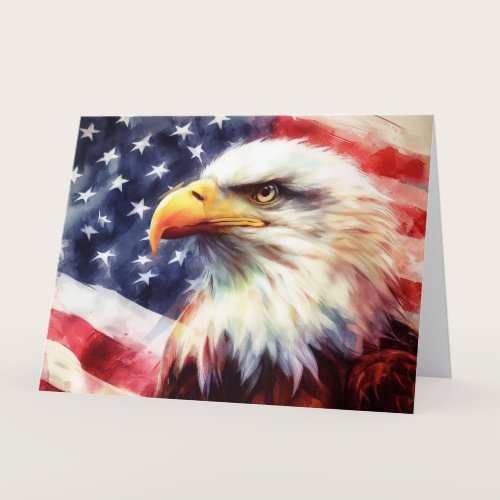Bald Eagle with United States of America flag Thank You Card