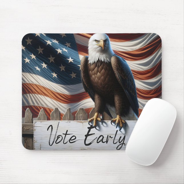 Bald Eagle With Vote Sign Mouse Pad (With Mouse)