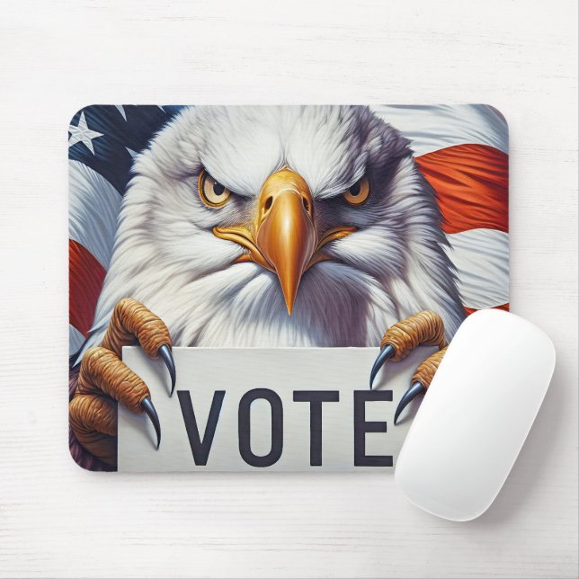 Bald Eagle With Vote Sign Mouse Pad (With Mouse)