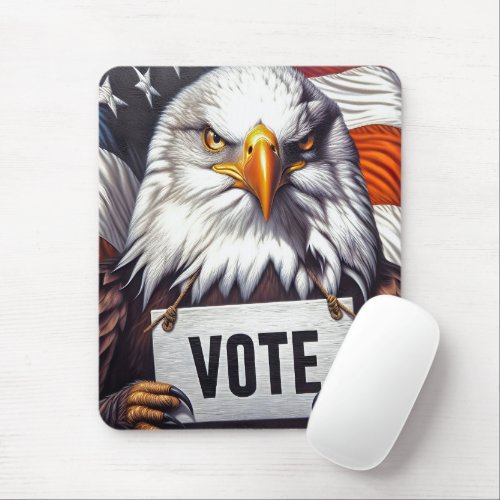 Bald Eagle With Vote Sign Mouse Pad