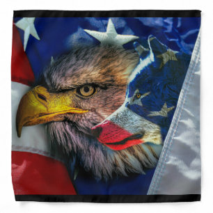 Bald Eagle Wolf American Flag Bandana