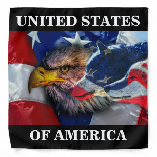 Bald Eagle Wolf American Flag Bandana