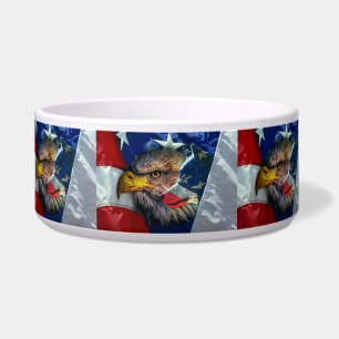Bald Eagle Wolf American Flag Bowl