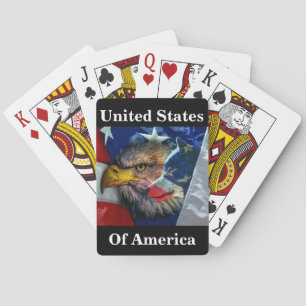 Bald Eagle Wolf American Flag Poker Cards